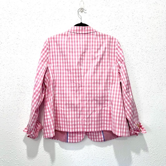 Talbots Pink Gingham Blazer Classic Notched Lapels 16WP NWOT - Picture 3 of 10